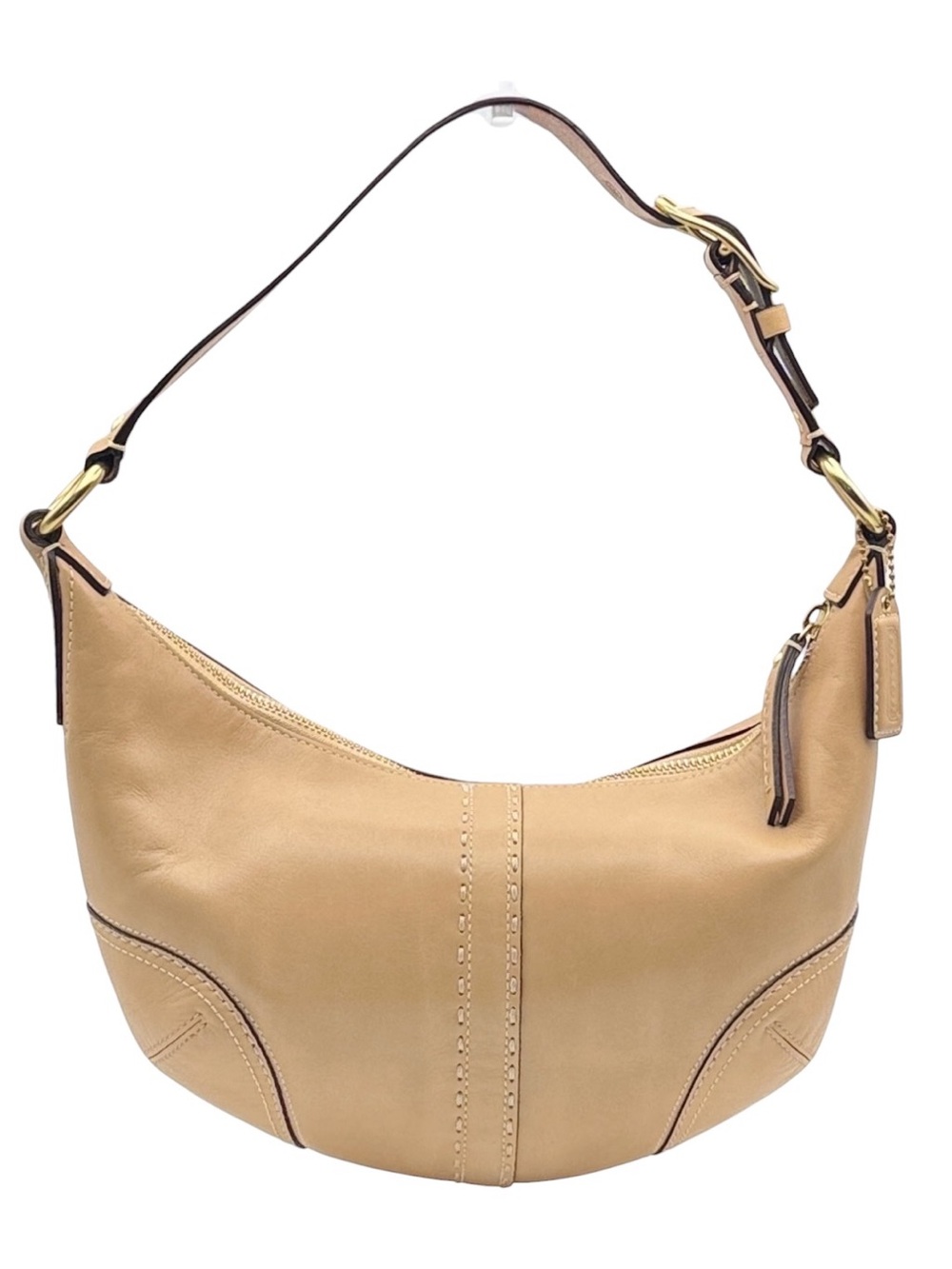 Coach Hampton Tan Leather Hobo Shoulder Bag Y2K